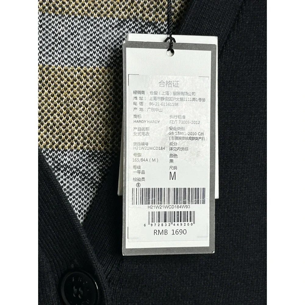 HARDY HARDY Women's Cardigan  Medium Black Red White Panda Bedazzled + Graphic